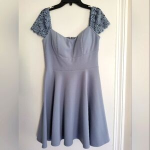 City Studio Juniors Smoke Blue Lace Trim Capped Sleeves size 7.